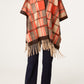Heather Orange Check Poncho