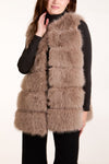 Gemma Faux Fur Pelted Gilet Mocha