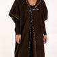 Donna Hodded Leopard Trim Chocolate brown Cape Coat