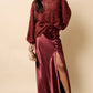 Marisol Cherry Red Satin Maxi Split Skirt