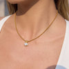 Sparkle Oval Pendant Gold Necklace