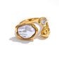Abstract Pearl Cz Ring Gold