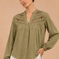 Olive Cutwork Detailed Shirt