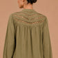 Olive Cutwork Detailed Shirt