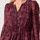 Jane Burgundy Snake Print Knee Length Dress