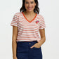 Khloe V Neck Off White Strawberry T Shirt