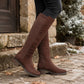 Jilly Faux Suede Knee High Boots Brown
