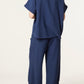 Leah Top and Barrel Leg Trousers CoOrd Navy Blue