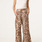 Snake Print Wide Leg Trousers Beige