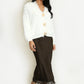 Jodie Satin Lace Trim Midi Skirt Brown