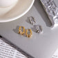 Oval Hoops with Sparkle Rings Gold
