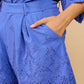 Avira Blue Embroidered Shorts