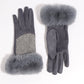 Arla Silver Grey Knit Gloves with Faux Fur Cuff