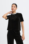 Perlina Diamanté Neck Short Sleeve Top