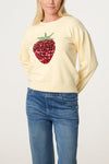Karis Embellished Strawberry Jumper Buttermilk Yellow