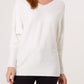 Cassi Pearl Bow V Neck Jumper White
