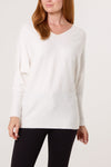 Cassi Pearl Bow V Neck Jumper White