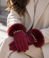 Chiara Faux Fur Gloves Burgundy