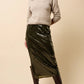 Louisa Khaki Sequin Midi Skirt