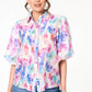 Roxy Watercolour Puff Sleeve Blouse Pink