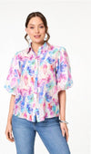 Roxy Watercolour Puff Sleeve Blouse Pink