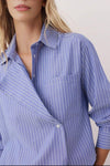 Faye Jacket Collar Woven Stripe Shirt Blue