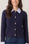 Alice Faux Collar Cardigan Navy