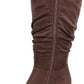 Imelda Faux Suede Block Heel Knee High Boots