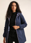 Sadie Long Reversible WaterproofWindproof Jacket Blue Navy