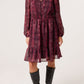 Jane Burgundy Snake Print Knee Length Dress