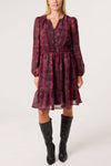 Jane Burgundy Snake Print Knee Length Dress