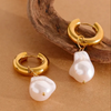 Large Pearl Hoop Earings