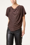 Ruby Asymmetrical Draped Cowl Neck Top Bronze