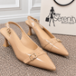 Sophia Patent Kitten Heels Beige