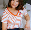 Khloe V Neck Off White Strawberry T Shirt
