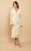 Elyse Yellow Frill Midi Dress