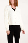 Abby Cream Sparkle Pearl Button Cardigan