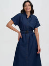 Lourdes Midi Shirt Dress Deep Blue Denim