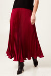Lee Satine Pleated Midi Skirt Burgundy