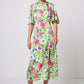 Angela Midi Dress Green and Pink