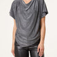 Ruby Aysymmetric Draped Cowl Neck Top Silver