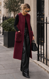 Margot Faux Fur Pocket Cardigan Burgundy