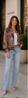 Lightweight Jacket Animal Multi Burgundy