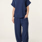 Leah Top and Barrel Leg Trousers CoOrd Navy Blue