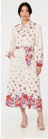 Marie Floral Print Midi Shirt Dress
