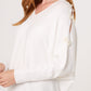 Cassi Pearl Bow V Neck Jumper White