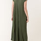 Genna Pleated Midi Dress Khaki Green