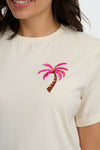 Luna T Shirt Off White Palm Print