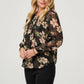 Isabella Green Floral Chiffon Top