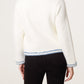 Blair Cardigan White with denim and sparkle trim